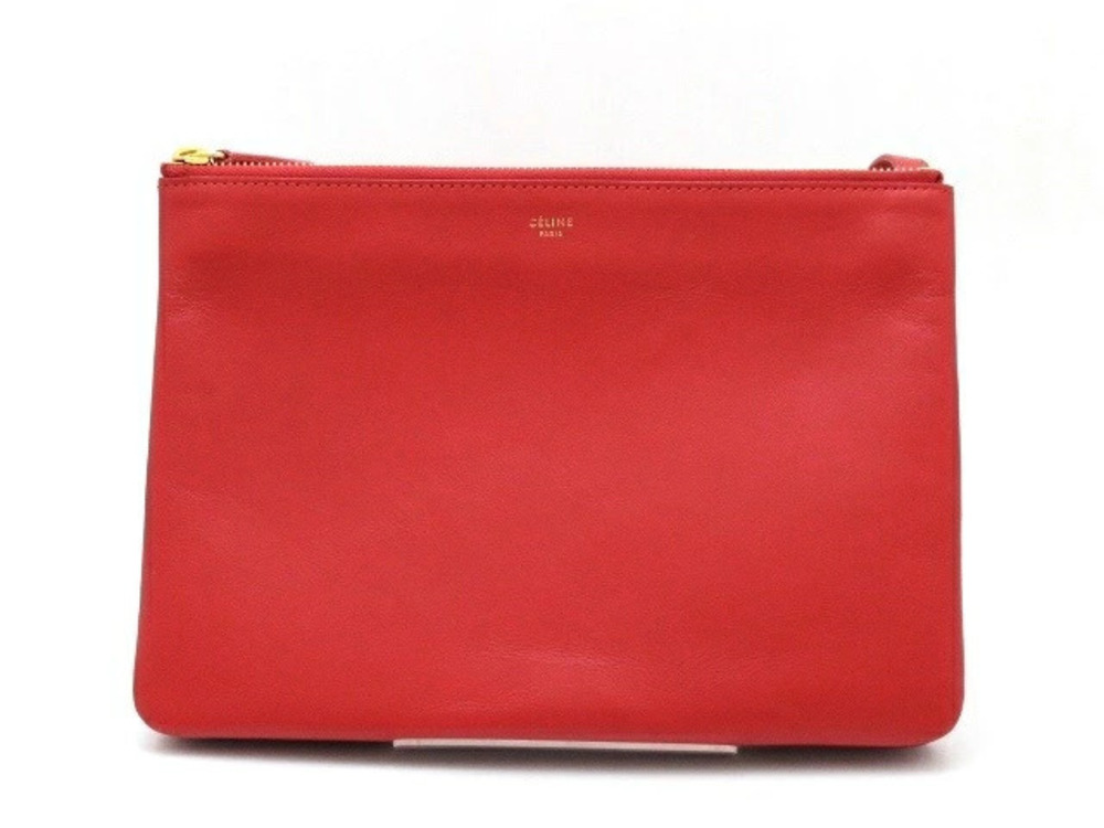 Celine Trio Shoulder Bag Smooth Lambskin Red